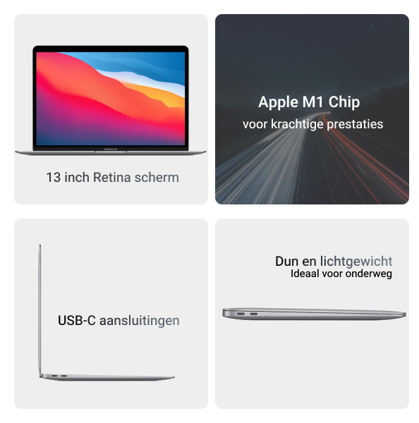 Macbook Air 13-inch | Apple M1 | 256 GB SSD | 8 GB RAM | Spacegrijs (2020) | Qwerty/Azerty/Qwertz