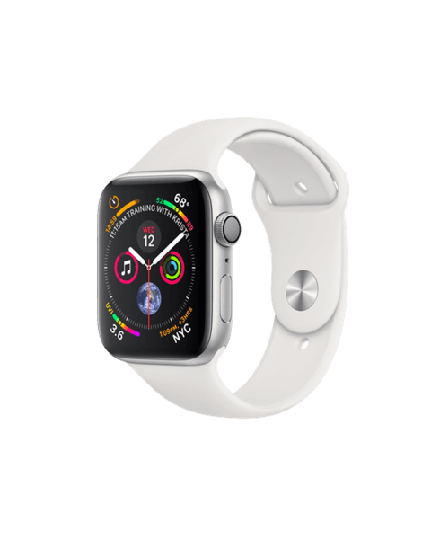 Refurbished Apple Watch Series 4 | 44mm | Aluminium Case Zilver | Wit sportbandje | GPS | WiFi