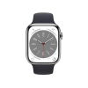 Apple Watch Series 8 | 45mm | Stainless Steel Case Zilver | Zwart sportbandje | GPS | WiFi + 4G