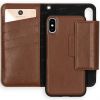2-in-1 Uitneembare Vegan Lederen Bookcase iPhone Xs / X - Bruin / Brown